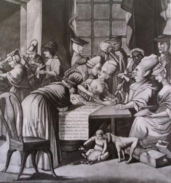 In March 1775, a political cartoon satirized the women who participated in the Edenton Tea Party.